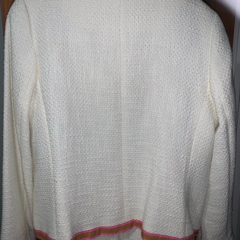 Talbots Women's White Tweed Jacket with Pink Accents - Picture 4 of 4